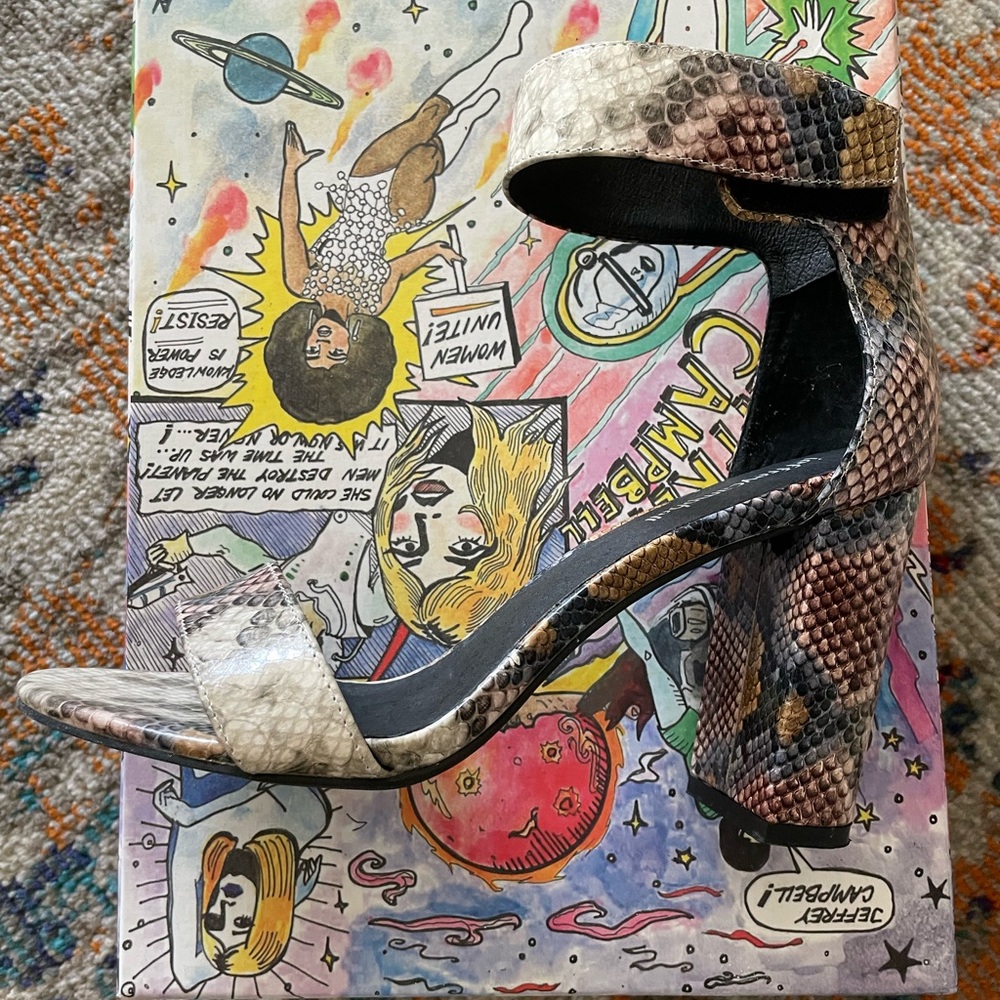 Jeffrey Campbell Snake-Print Ankle Strap Block Heel - Multi